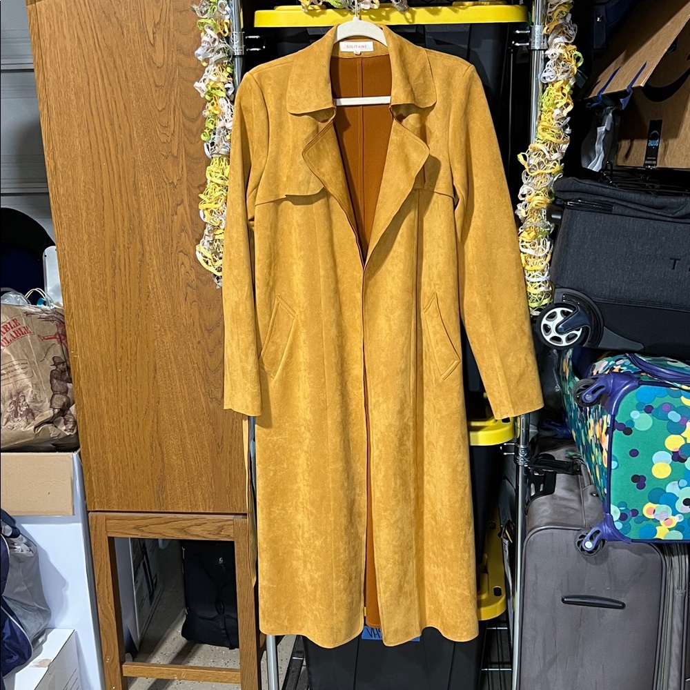 Woman Faux Suede LongTrench Coat absolutely comfortable for travel classy look - Picture 1 of 7
